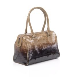 Zella Ash Croc Embossed Leather Shoulder Bag