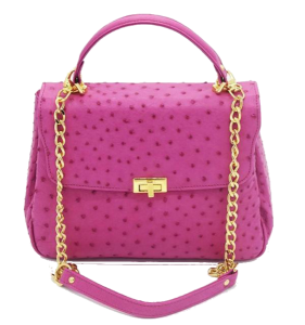 Zella Ash -Christina Pink Ostrich Leather Cross-body Bag