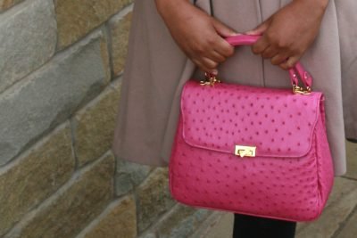 Zella Ash -Christina Pink Ostrich Leather Cross-body Bag