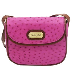 Zella Ash -Christina Pink Ostrich Leather Cross-body Bag