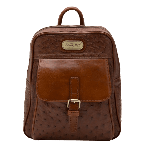 Zella Ash - The Meg Brown Ostrich Leather Backpack
