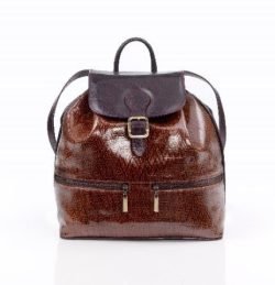 Zella Ash Patent Snake Skin Leather Backpack - Stylish & Durable for Ladies