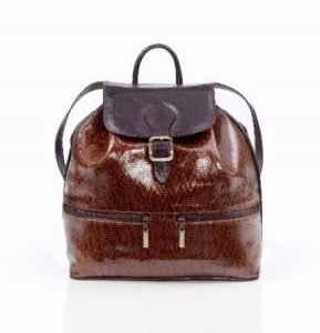 Zella Ash Patent Snake Skin Leather Backpack - Stylish & Durable for Ladies